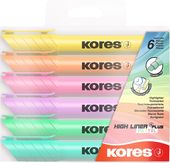 Zvýrazňovač sada Kores Pastel Plus 6ks