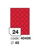 Samolepící etikety Laser kruh 40mm červené 2400 etiket