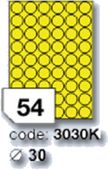 Samolepící etikety Laser kruh 30mm žluté 5400et