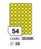 Samolepící etikety Laser kruh 30mm žluté 5400 etiket