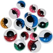 Oči lepicí 12,15,18mm s řasami 16ks