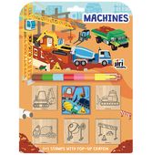 Razítka dětská 5+1 s voskovkou Stroje