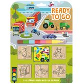 Razítka dětská 5+1 s voskovkou Doprava