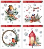 Vánoční okenní dekorace ptáci 30x33,5cm